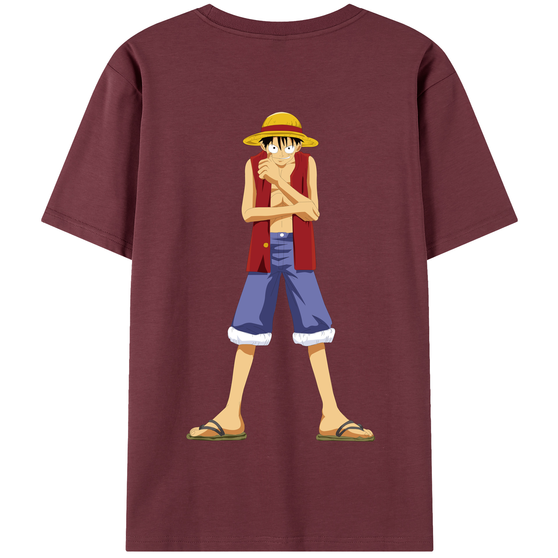 ワンピース モンキー・D・ルフィ ONE PIECE Monkey D. Luffy 綿100％半袖Tシャツ（背面プリント）